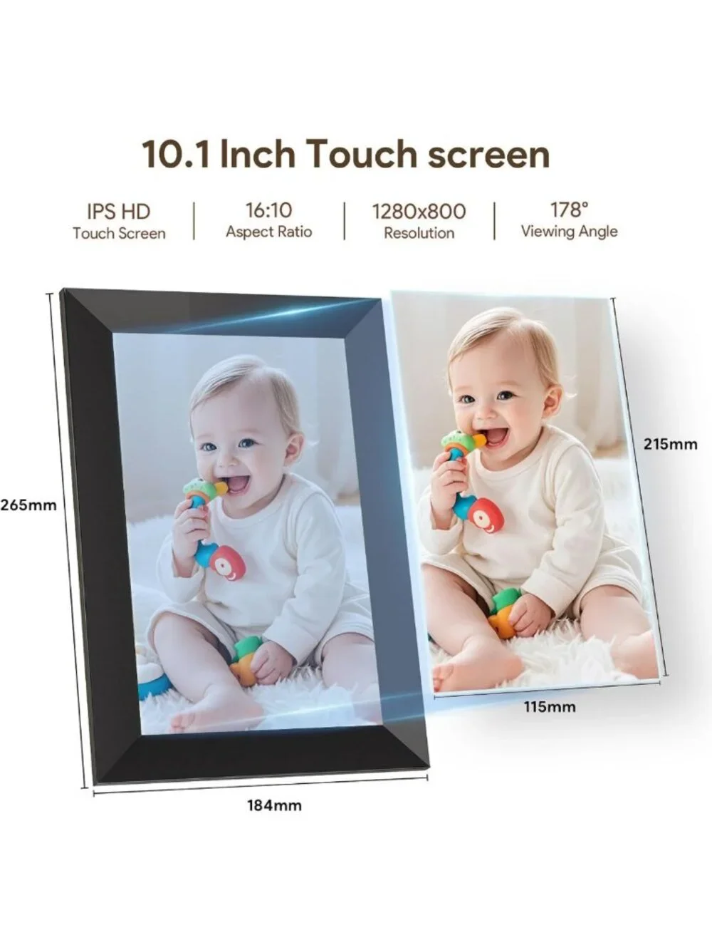 10.1-Inch HD Digital Picture Frame with Touch Screen & Auto Rotation - Perfect